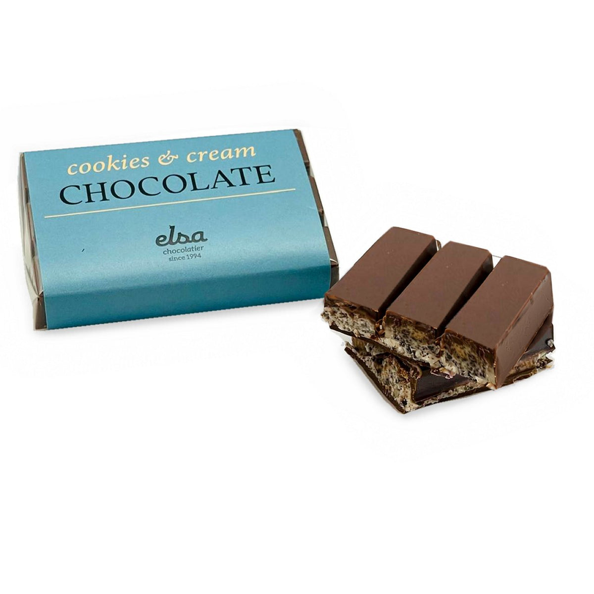 Belgian chocolate bar filled with Cookies & Cream