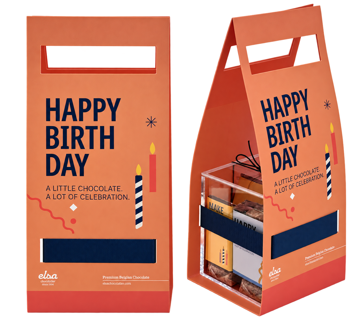 Birthday Plexi Bag shown from the front and side